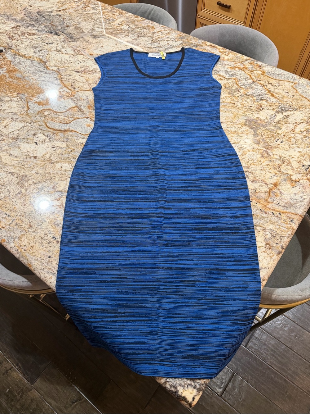 Blue Striped Knit Sheath Dress by DVF